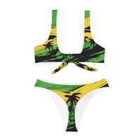 Mode jamaïcain Design jamaïcain drapeau imprimé femmes Bikini ensembles deux pièces maillot de bain encolure dégagée réservoir larges bretelles plage maillots de bain