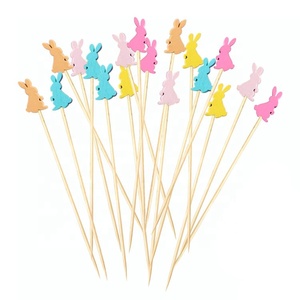 Stuzzicadenti Biodegradabili in Bambù a Forma di Coniglietti Pasquali, 100 Pezzi/Confezione, <span class=keywords><strong>per</strong></span> Antipasti, Spiedini, Feste e <span class=keywords><strong>Compleanni</strong></span> - Product Image 1