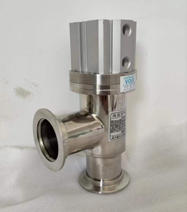 Válvula de aleta de vacío neumática de acero inoxidable, válvula de ángulo <span class=keywords><strong>KF</strong></span> de vacío tipo L - Product Image 1