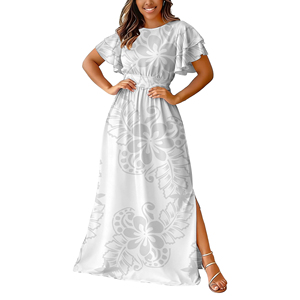 <span class=keywords><strong>Abito</strong></span> <span class=keywords><strong>Lungo</strong></span> da Donna con Spacco e Maniche Corte, Design White Sunday 2026, Alta Qualità Polinesiana, Vita Alta e Allacciatura, Ideale per Dropshipping - Product Image 2