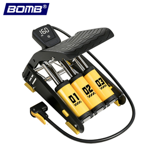 Pompe à vélo portable à pédale avec manomètre, compatible Schrader et Presta, levier à pouce pour vélo de route et VTT - Product Image 1