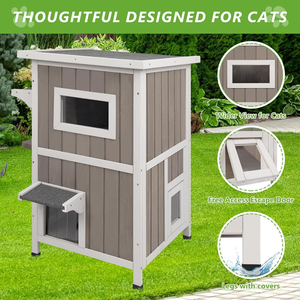 Mèo nhà ngoài trời 2 câu chuyện Hoang Dã mèo nơi trú ẩn thời tiết trong nhà mèo nhà với cửa thoát hiểm có thể được tùy chỉnh - Product Image 5