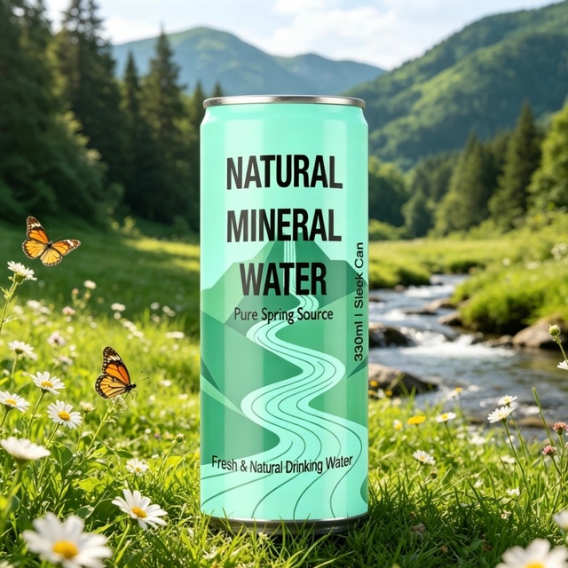 100% Natural Mineral Spring Water 330ml Sleek Aluminum Can High Quality HACCP Certified Healthy Drinking OEM Private Label