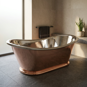 Bañera Ovalada de Cobre Niquelado, Metálica y Delicada, de Diseño Independiente, Duradera, 100% Cobre, Doble Acabado DM-249 - Product Image 5
