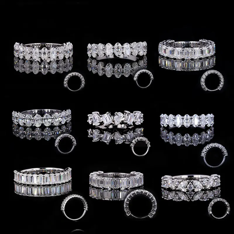 Starsgem wholesale custom moissanite gold ring mens moissanite ring half row moissanite diamond ring