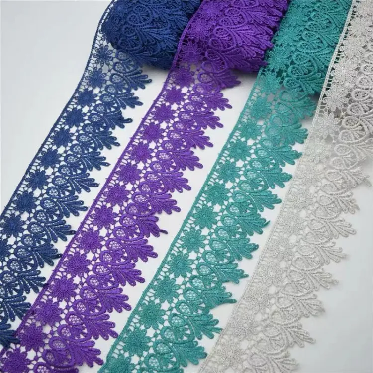 Factory Direct Wholesale Polyester Exquisite Clothing Accessories Lace Trimming Border Embroidery Tulle Lace Trim