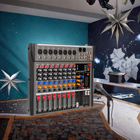 Console de mixage audio professionnelle stéréo DJ karaoké CT8, 8 canaux, alimentée par USB, écran LCD bleu, plastique, son
