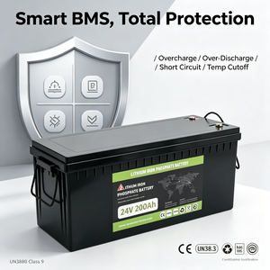 แบตเตอรี่ LiFePO4 200Ah 24V แบตเตอรี่เก็บพลังงาน5120Wh 100A BMS แบตเตอรี่พลังงานแสงอาทิตย์เกรดเอ - Product Image 2