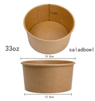 Bol en kraft à paroi simple, personnalisé, de qualité alimentaire, jetable, pour restaurant, imprimé, pour l'emballage de riz, de nouilles ramen, etc.
