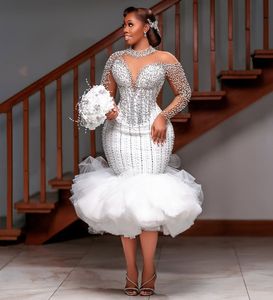 <span class=keywords><strong>Abito</strong></span> da <span class=keywords><strong>Sposa</strong></span> <span class=keywords><strong>Bianco</strong></span> 2026 con Maniche Lunghe e Perle, Stile Sirena con Volant, Vestidos De Novia, Modello MW690 - Product Image 1