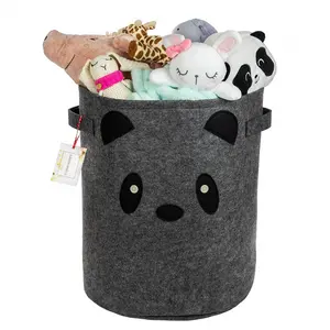 Cảm Thấy Vải Nhỏ Panda Lưu Trữ Cho Bé Tắm Quần Áo Lưu Trữ Trẻ Em Hamper Trang Trí Bé Hamper