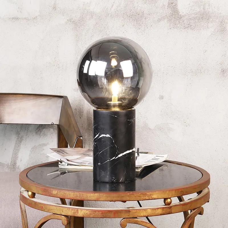 โคมไฟแก้วกลมตั้งโต๊ะสำหรับตกแต่งบ้านโคมไฟหินอ่อนสไตล์โมเดิร์นโคมไฟสำหรับโต๊ะอาหารในร้านอาหาร