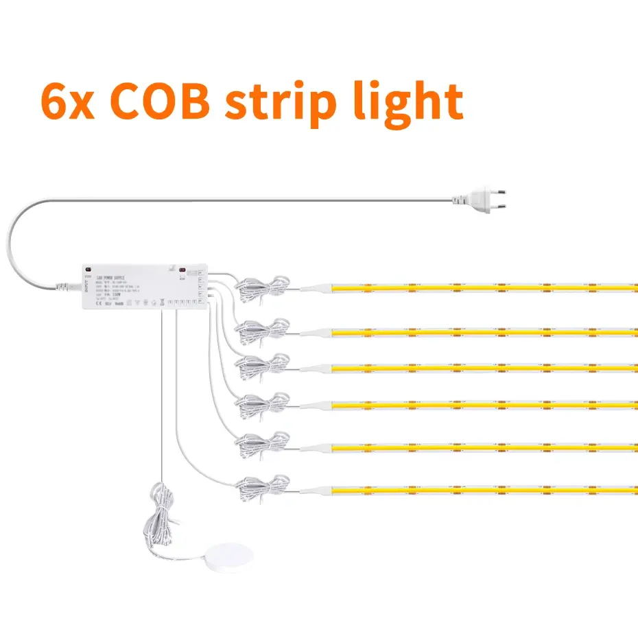 5M 3000K COB *6PCS+Switch+Power supply