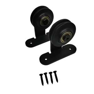 Heavy Duty Industrial Steel Double Steel Roller Guide Sliding System Barn Door Hardware Kit <b>Set</b> for Bathroom Bedroom <b>Screw</b> - Product Image 1