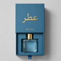 Coffret Cadeau Cosmétique et Parfum Personnalisé en Usine, Recyclable, Bleu Teal Rigide avec Estampage à Chaud Doré, Emballage Coulissant de Luxe