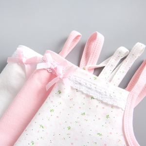 Vente en gros usine/OEM – Nouvelle collection <span class=keywords><strong>de</strong></span> débardeurs pour filles en coton pur avec nœud papillon en dentelle florale – Sous-vêtements doux pour enfants - Product Image 3