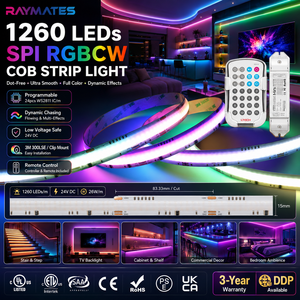 ไฟแถบ Cob แบบปรับแต่งได้ ควบคุมด้วยระบบดิจิตอล สีรุ้งไล่เฉด  ไฟแถบ Cob แบบยืดหยุ่นสำหรับงานเชิงพาณิชย์ - Product Image 1