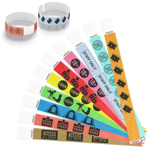 Bracelets en papier imperméables et résistants à la déchirure personnalisés Bracelets avec code ID et OU Bracelets pour la journée des événements