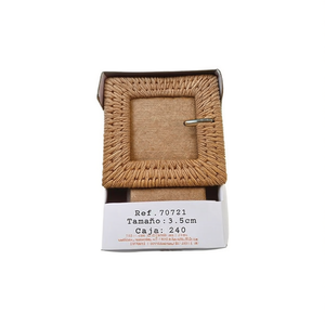 Ceinture à boucle carrée 3,5 cm en tissu tressé, accessoire de mode décoratif - Product Image 1