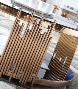 Mesa de Centro Personalizable de Acero Inoxidable de Lujo Moderno con Acabado Dorado y Tapa de Vidrio, Diferentes Tamaños para Sala de Estar, Muebles para el Hogar - Product Image 5