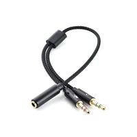 Adaptateur audio 3,5 mm deux-en-un en cuivre pour écouteurs de téléphone portable et micro, et pour casque d'ordinateur (un vers deux)