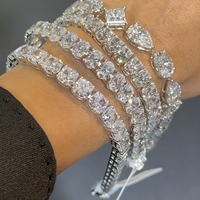 Bracelet Tennis en Argent 925 avec Diamants Moissanite, Style Hip Hop, pour Hommes et Femmes, Bracelet Tennis Glacé, Testeur de Diamants