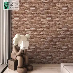 HM18321 210 gsm cheap papel de parede waterproof pvc wallpaper wall paper roll with brick stone design