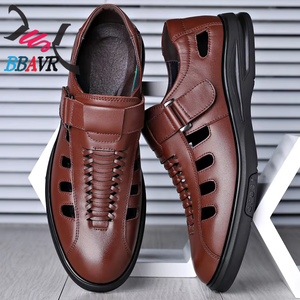 Large Size Walking Style High Quality Hollow Breathable Black Leather Shoes - Product Image 3
