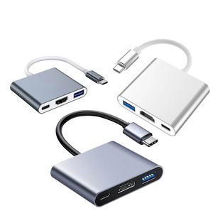 Adaptateur Hub Type-C 3-en-1 Colusi 4K Multi-Ports USB 3.0 Plaqué Or avec Câbles Audio/Vidéo HDTV et Microphone à Gaine PVC - Product Image 1