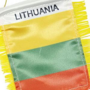 ธงซาตินลิทัวเนียแบบกำหนดเอง ธงติดรถยนต์ขนาดเล็ก พร้อมพู่สีเหลือง - Product Image 4