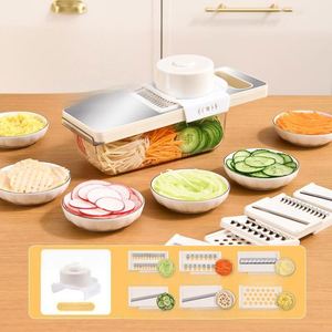 Picador Manual de Cocina, Rebanador de Cebolla y Patata, Exprimidor de Naranja y Limón, Cortador de Verduras de 6 Cuchillas con Recipiente, Sostenible - Product Image 6