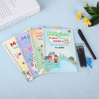 4 pièces réutilisables en langue portugaise rainuré Numéro Alphabet Tracing Workbook Practice Magic Application Copybook Set