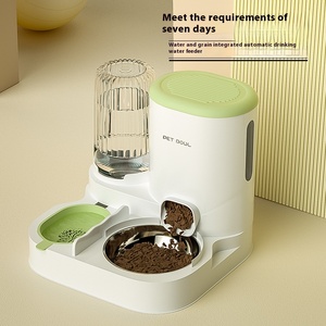 Mangeoire <span class=keywords><strong>automatique</strong></span> pour chats et chiens Distributeur d'eau pour animaux de compagnie Bol intégré en plastique arrondi pour manger et boire Stockage des aliments pour chats - Product Image 3