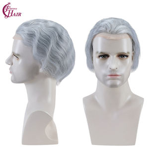 เอฟเอช # ท็อปเปอร์ผมแท้สำหรับผู้ชาย รุ่น 1B90 สีเทา แบบ Pu+lace+mono ทรงฝรั่งเศส ขนาด 8x10 นิ้ว  ฐานผมหยิกธรรมชาติ ระบบเปลี่ยนผม - Product Image 1