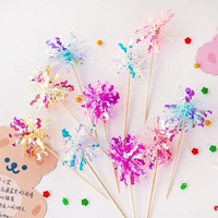 Glitzernde Stern-Folien-Regenstreifen-Kuchen-Topper für Cupcakes – Feuerwerk-Einsätze zur Kuchendekoration für Happy Birthday Partys