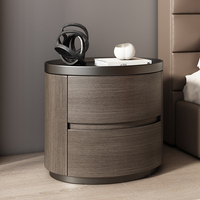 Table de Chevet 2025 Moderne Minimaliste en Noyer, Meuble de Chambre à Coucher Haut de Gamme en Chêne, Assemblé en Inde, Luxe Léger