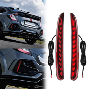 2 Piezas de Luces LED Reflectoras para Parachoques Trasero para <span class=keywords><strong>Honda</strong></span> <span class=keywords><strong>Civic</strong></span> Type R 2016 2017 2018 2019, Luces de Funcionamiento + Freno + Señal de Giro, 3 Funciones - Product Image 2