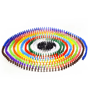 مجموعة أحجار الدومينو الخشبية الملونة ، لعبة طاولة الدومينو الخشبية التعليمية و - Product Image 6