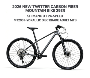 Bicicleta de Montaña de Fibra de Carbono Twitter 2026, 29er, <span class=keywords><strong>Shimano</strong></span> <span class=keywords><strong>XT</strong></span> 24 Velocidades, Freno de Disco Hidráulico MT200, Bicicleta de Montaña para Adultos - Product Image 1