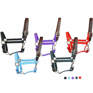 SAISHAS selle anglaise cheval licou Nylon durable avec muserolle rembourrée et matériel personnalisé en cuir solide pour un usage quotidien - Product Image 1