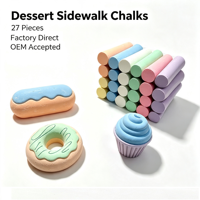 Ensemble de Craies Lavables et Sans Poussière pour Trottoirs, Thème Alimentaire (Donuts, Cupcakes) pour Enfants, Art de Rue Extérieur