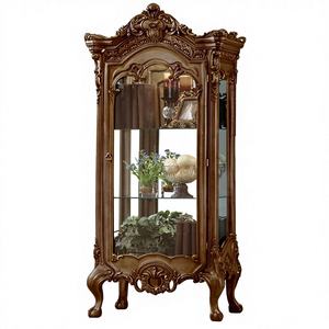 Table basse en bois massif artisanal de style antique doré, table à café de luxe pour la décoration du salon - Product Image 1