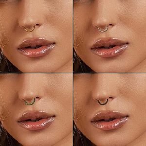 Anneau de nez en acier inoxydable, boucles d'oreilles rondes, ensemble de bijoux de piercing corporel unisexe, 8 mm, sans soudure, plusieurs options de couleurs - Product Image 4