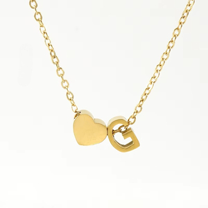 Collana con 26 Lettere dell'Alfabeto Inglese e Cuore in Oro 18K <span class=keywords><strong>per</strong></span> Donne, Ciondolo con Iniziale in Acciaio Inossidabile, Gioielli di Moda - Product Image 1