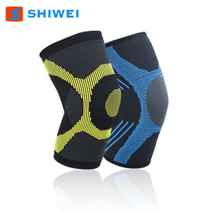 Genouillères Shiwei respirantes antidérapantes en nylon tricoté, protection sportive unisexe, jaune et bleu - Product Image 1