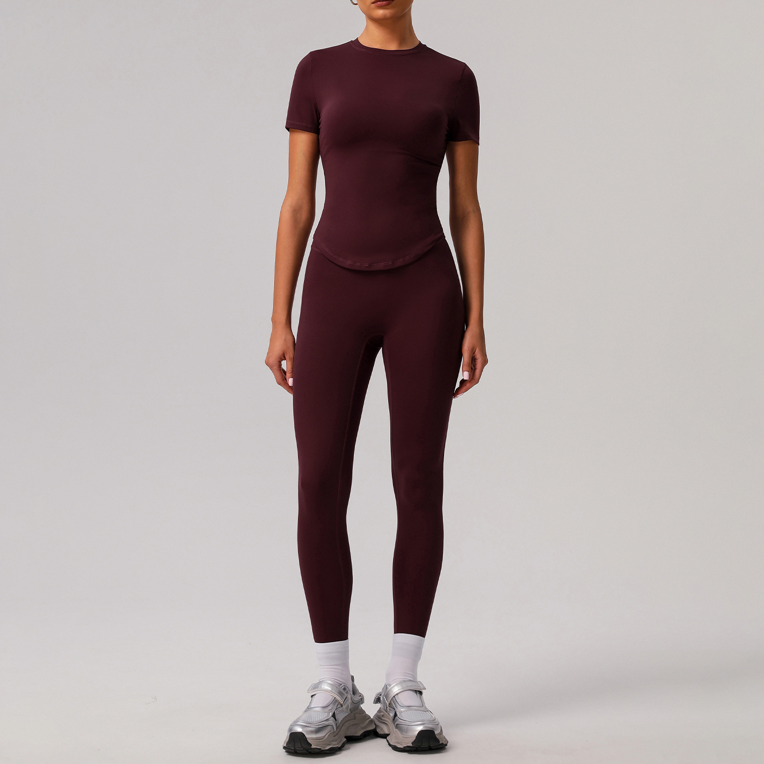 Wholesale Sports Short Sleeve Top Leggings Yoga Suit Breathable Fitness High Waist Women's Gym 2 Piece Yoga Set