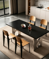 Table à manger en marbre minimaliste moderne, forme rectangulaire, imperméable, grande taille pour 8 personnes