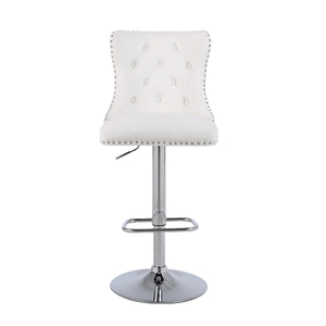 Hiện đại nhung cao truy cập ghế thanh phân với điều chỉnh đồng móng tay và kim loại cơ sở cho nhà khách sạn hoặc ăn uống - Product Image 4