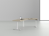 Bureau debout réglable en hauteur OMNI Safety Lock, bureau d'angle en L pour ordinateur avec contrôleur de mémoire