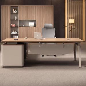 Mibo Furniture Executive Desk WHO-1017 Modern Office Desk Single Person Manager Chair <b>Set</b> <b>Paint</b>-Free High-Quality Hardware - Product Image 1